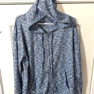 Blue Hooded Zip-Up Sweater-Jacket